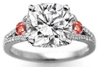 Platinum Semi Mount Ring Setting Cushion CU 7x7mm White Topaz Diamond Accent DHJ
