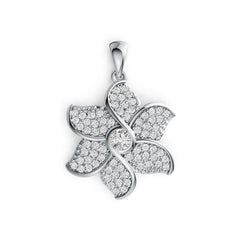 18K Gold Semi Mount Pendant Setting Round RD 4x4mm Flower Theme Diamond Accent DHJ
