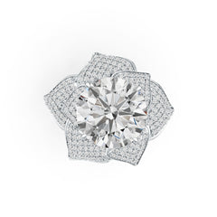 Sterling Silver Semi Mount Ring Setting Round RD 15x15mm Flower Theme DHJ