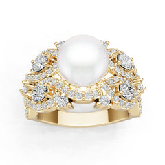 14K Gold Semi Mount Ring Setting Round Ro 9x9mm Diamond Accent Syz Jewelry