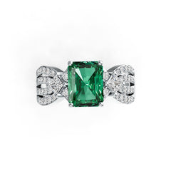 Sterling Silver Semi Mount Ring Setting Emerald OCT 9X7mm SQ 3X3mm DHJ