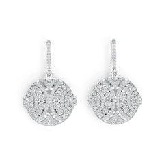 Sterling Silver Earrings Dangling Cluster Round-Shaped with White Topaz or Moissanite DHJ