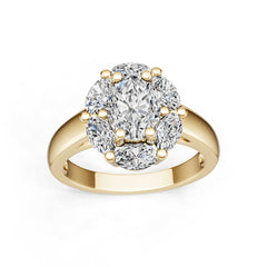 18K Gold Semi Mount Ring Setting Oval Ov 5x6mm Diamond Accent Syz Jewelry