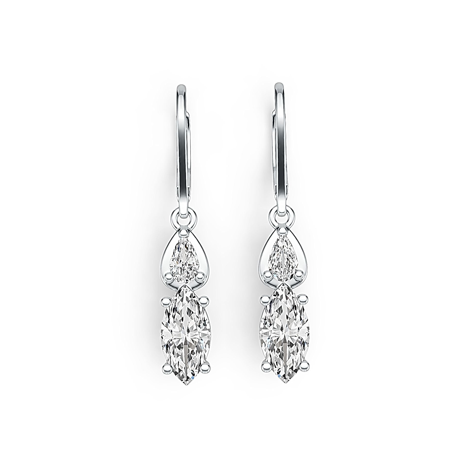Sterling Silver Semi Mount Earrings Setting Marquise MQ 10X5mm PE 5X3mm DHJ
