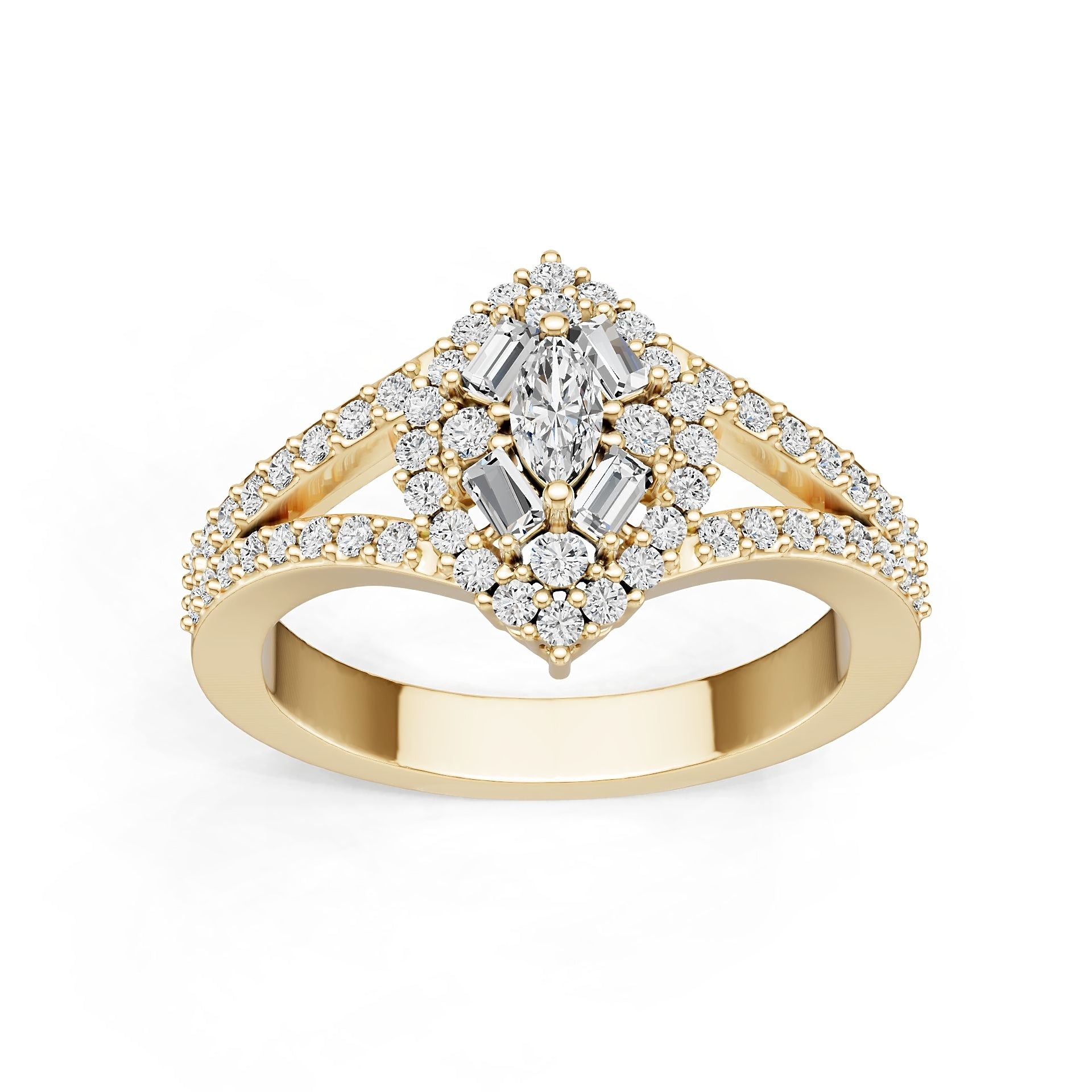 18K Gold Semi Mount Ring Setting Marquise Ma 5x2mm Diamond Accent Syz Jewelry