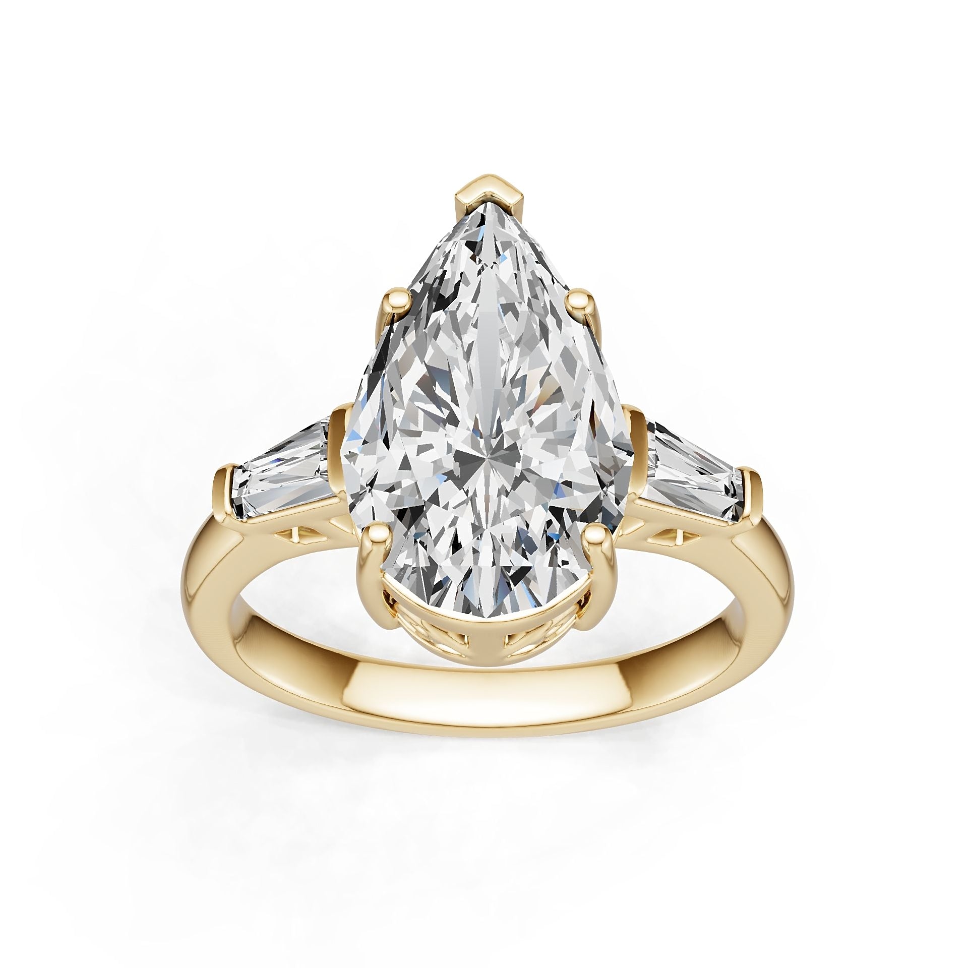 14K Gold Semi Mount Ring Setting Pear Pe 16x10mm Diamond Accent Syz Jewelry