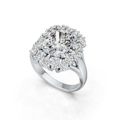 Platinum Semi Mount Ring Setting Cushion CU 11X9mm TRI 3X3mm RD 3mm DHJ