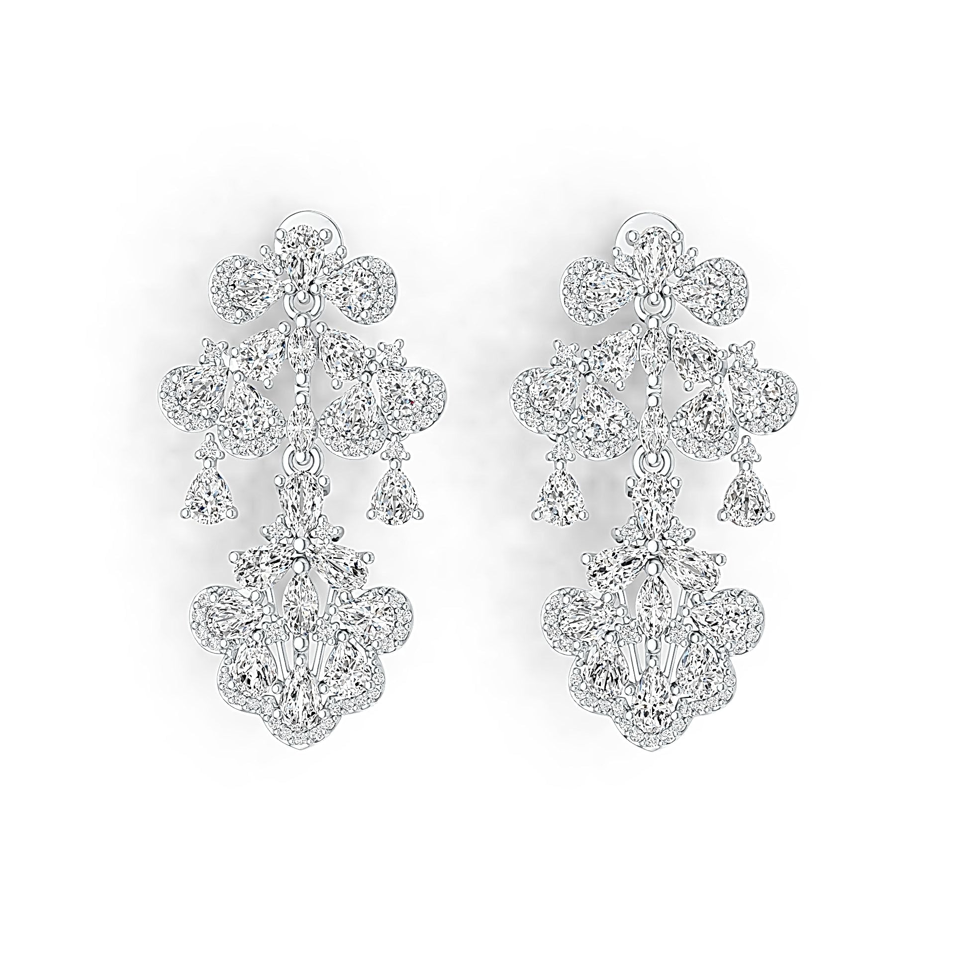 Sterling Silver Semi Mount Earrings Setting Pear PE 5X3mm with White Topaz DHJ