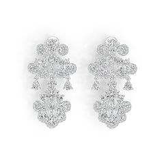 Sterling Silver Semi Mount Earrings Setting Pear PE 5X3mm with White Topaz DHJ