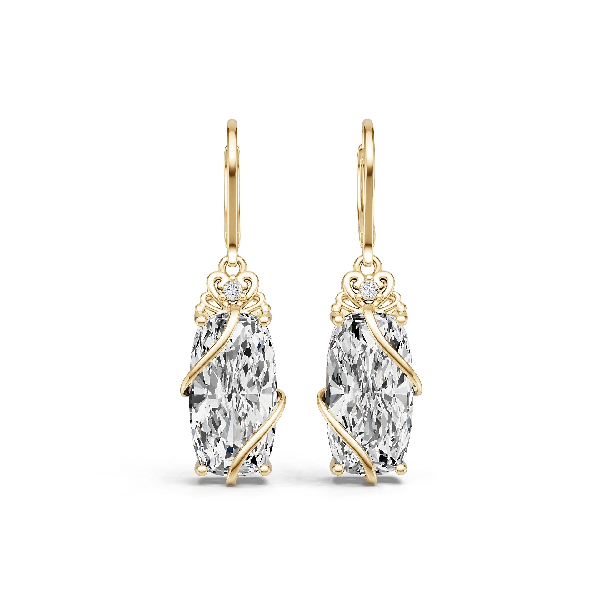 14K Gold Semi Mount Earrings Setting Cushion Cu 5x8mm Diamond Accent Syz Jewelry