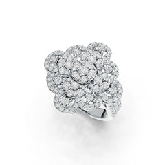 10K Gold Cocktail Ring Flower Theme with White Topaz or Moissanite Moissanite Accent DHJ