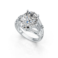 14K Gold Semi Mount Ring Setting Oval OV 16X12mm Diamond Accent DHJ