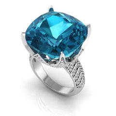 Platinum Semi Mount Ring Setting Cushion CU 18X18mm Diamond Accent DHJ