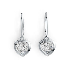 18K Gold Semi Mount Earrings Setting Heart HT 7X7mm Bezel DHJ