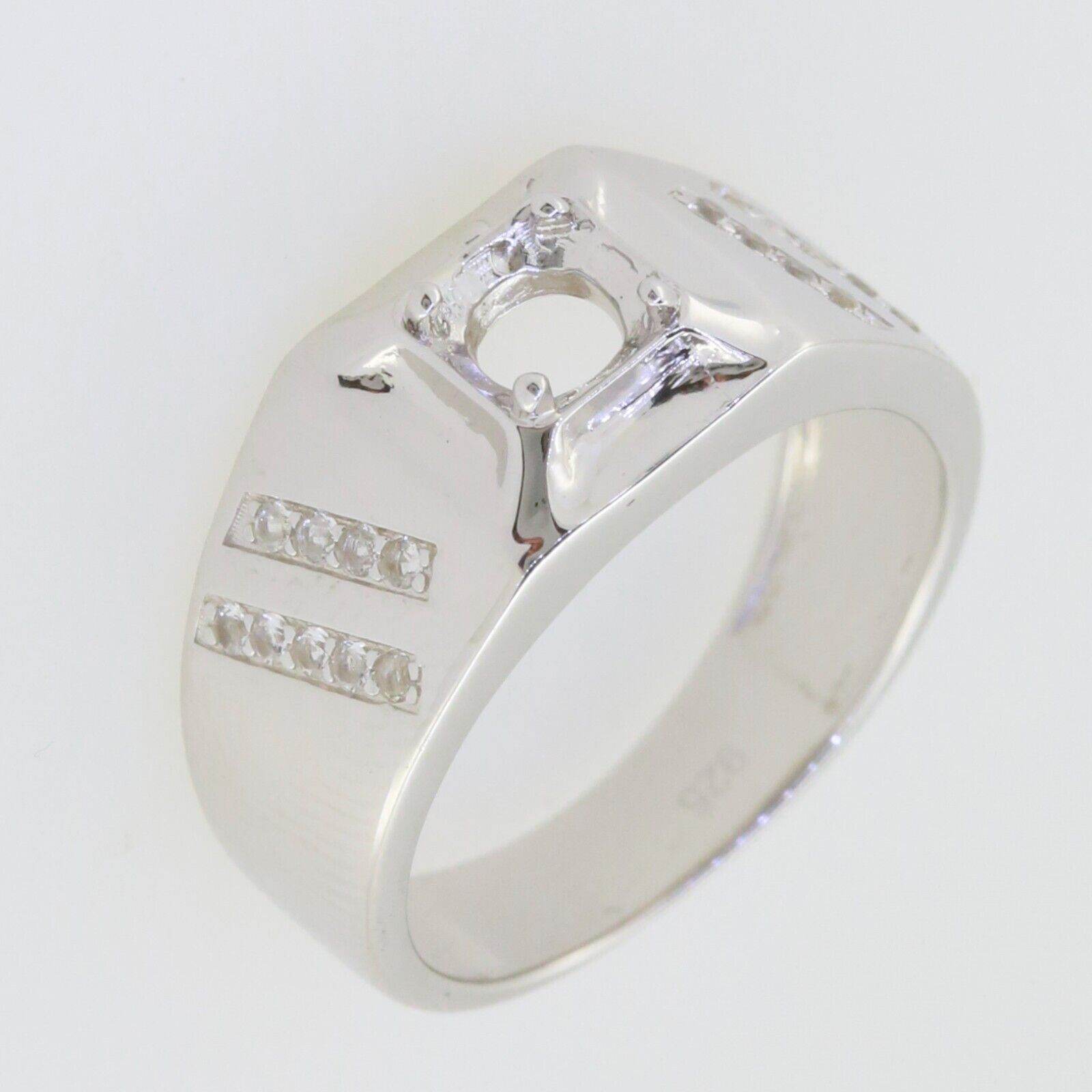 Men's Platinum Semi Mount Ring Setting Round RD 5x5mm Ring Diamond Accent Syzjewelry