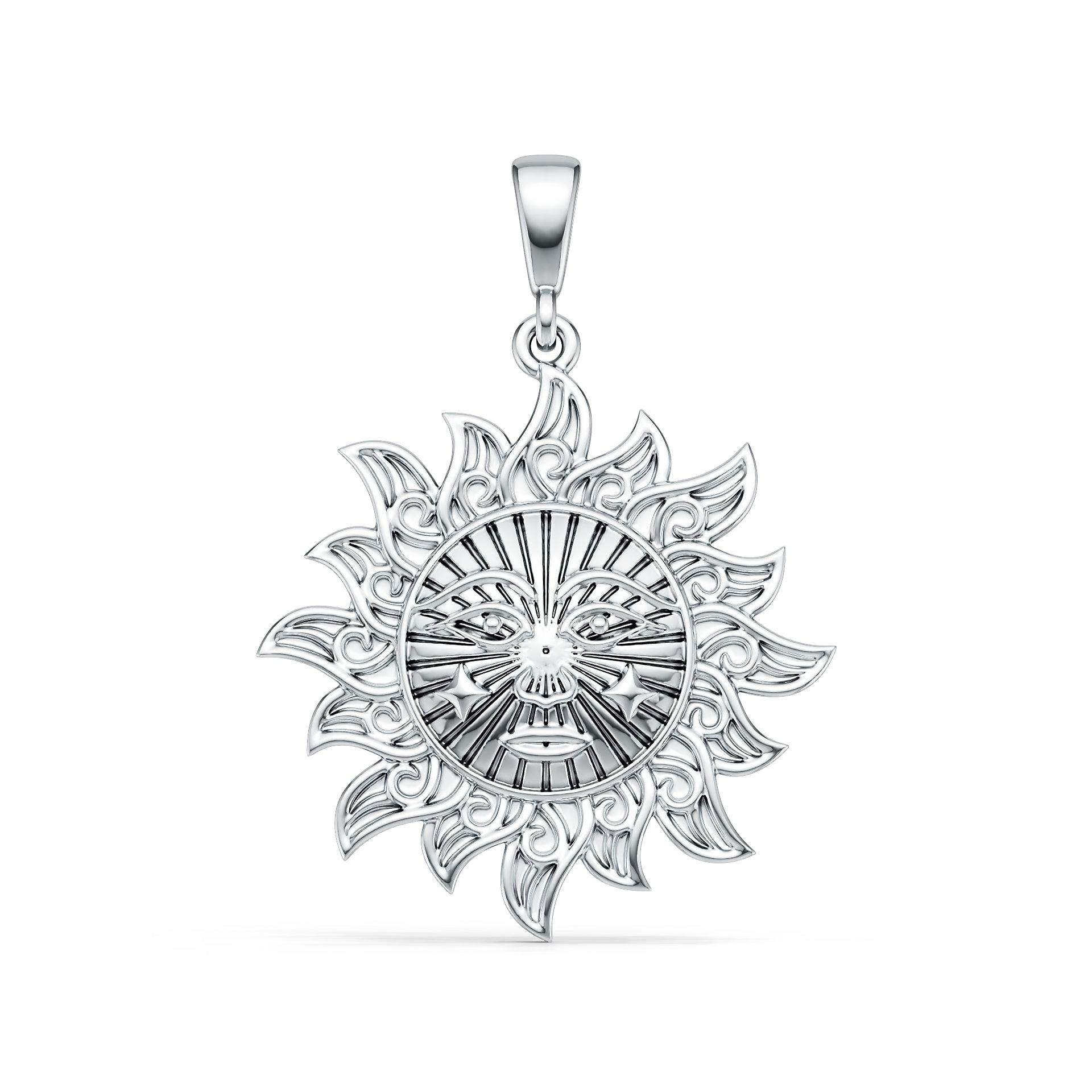 Sterling Silver Pendant Solid Sun Theme DHJ