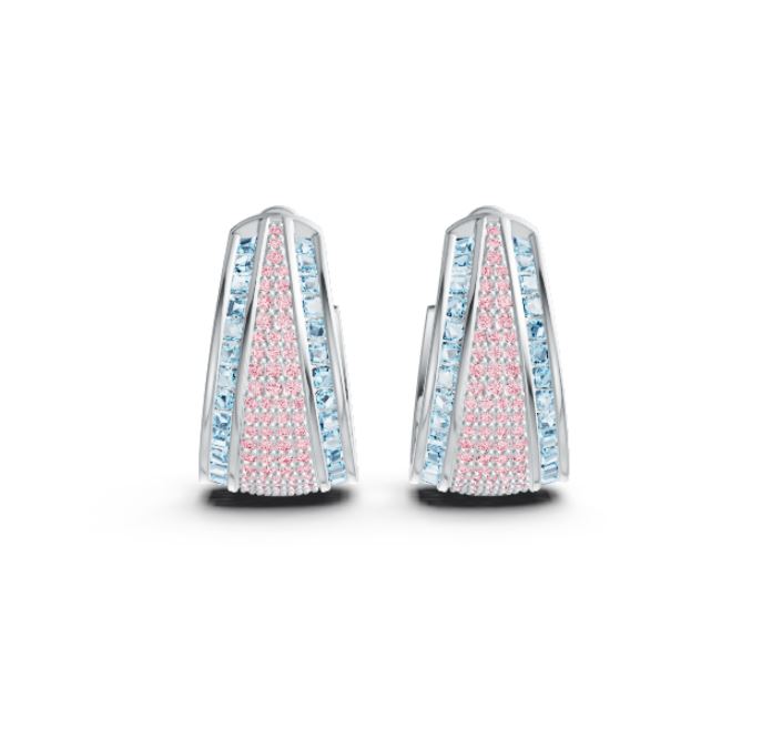 10K Gold Earrings Multi-Row Hoop with or Moissanite Moissanite Accent DHJ