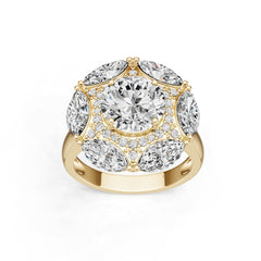 14K Gold Semi Mount Ring Setting Round Ro 8x4mm Diamond Accent Syz Jewelry