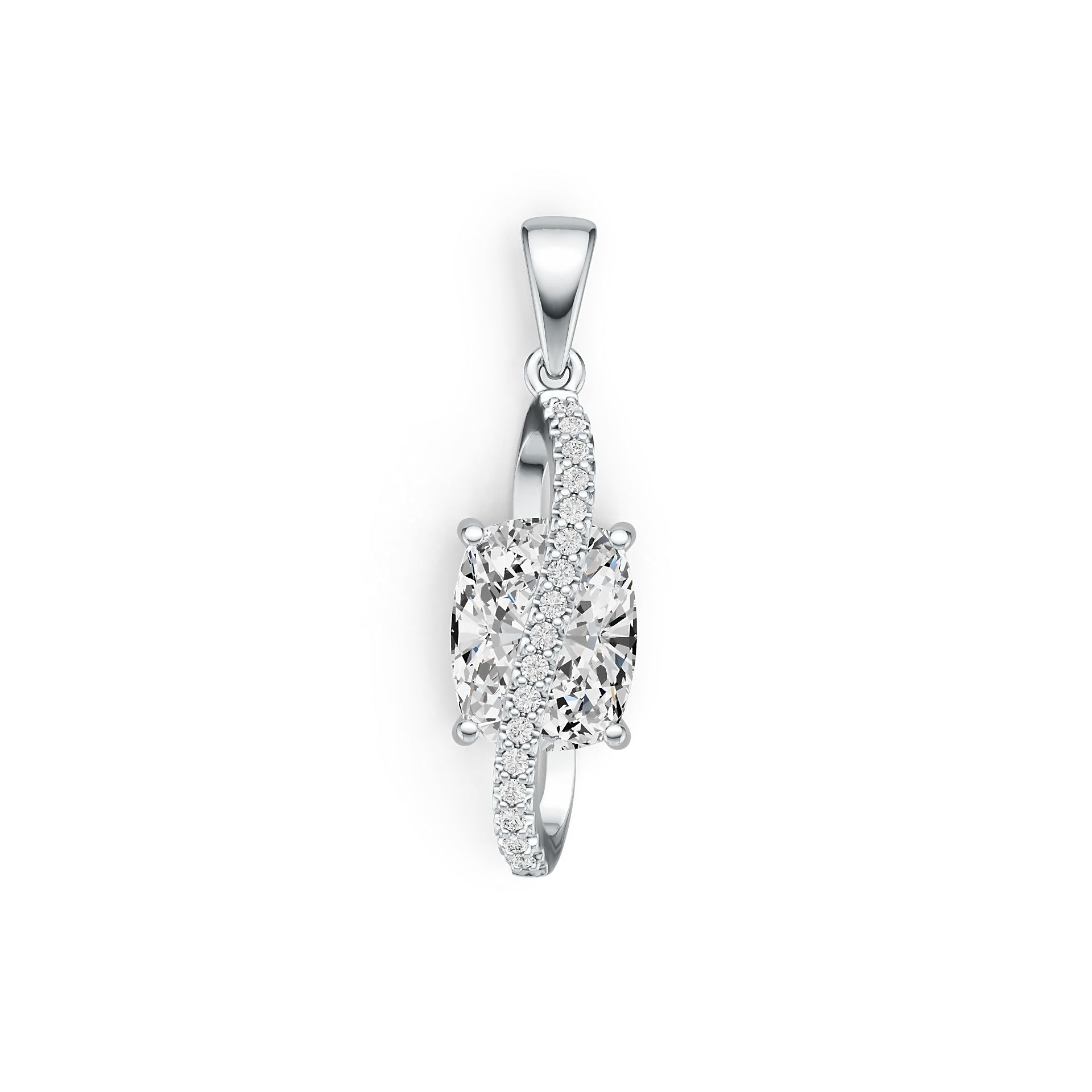 18K Gold Semi Mount Pendant Setting Cushion CU 10X8mm Diamond Accent DHJ