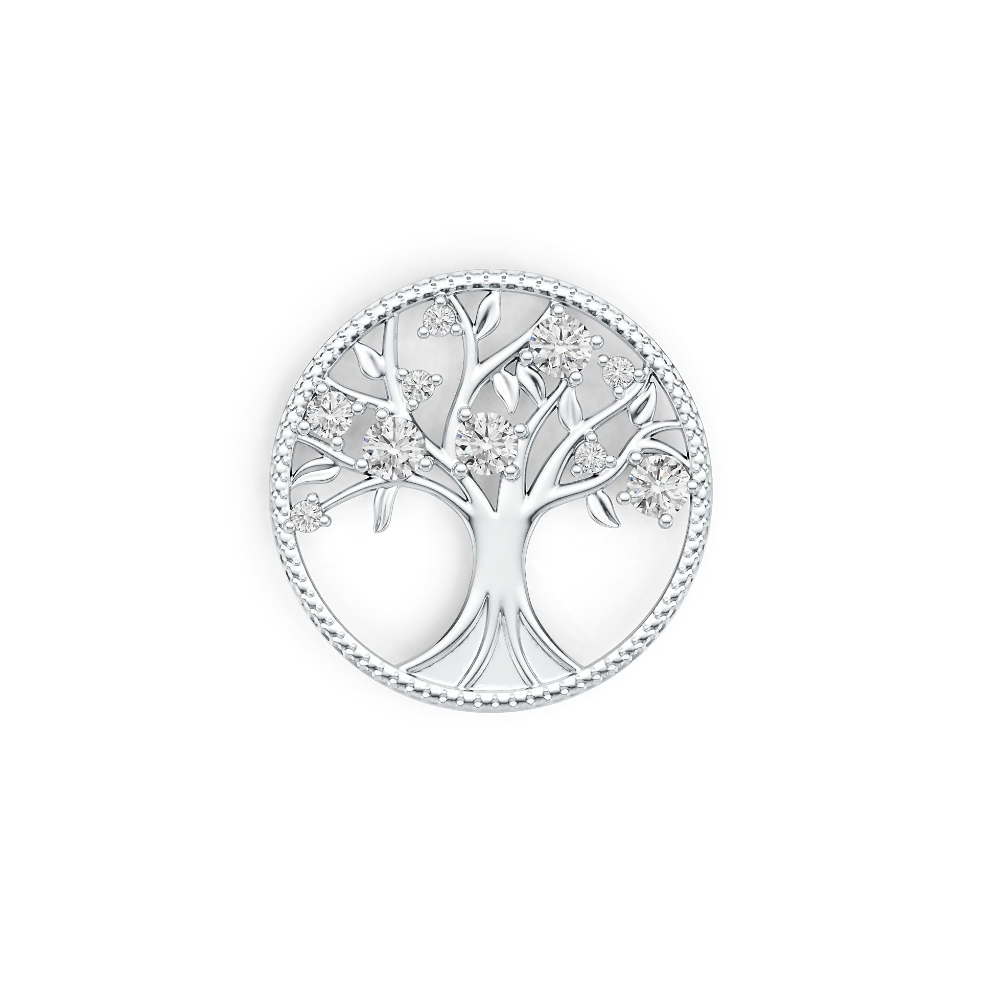 Platinum Semi Mount Pendant Setting Round RD 4mm 3mm 2mm Tree Of Life Theme DHJ