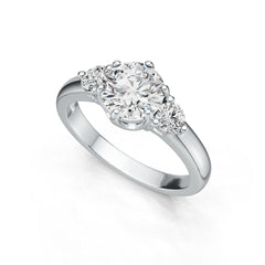 14K Gold Semi Mount Ring Setting Round RD 7x7mm Diamond Accent DHJ