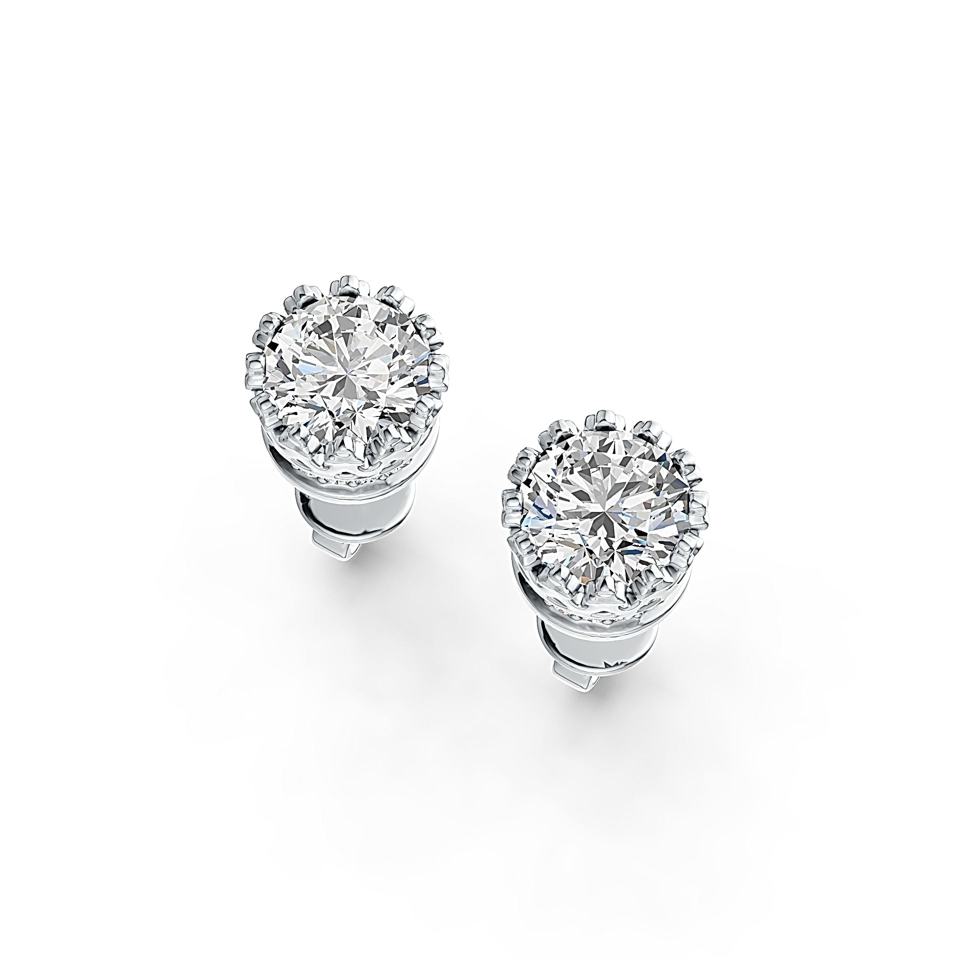 14K Gold Semi Mount Earrings Setting Round RD 6x6mm Stud Diamond Accent DHJ