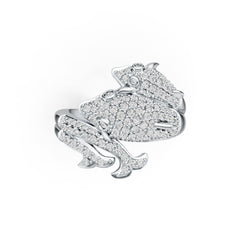 Sterling Silver Ring with White Topaz or Moissanite Dolphin Theme DHJ