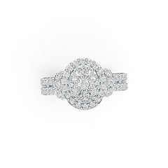 Sterling Silver Halo Ring Split Shank with White Topaz or Moissanite - Syzjewelry