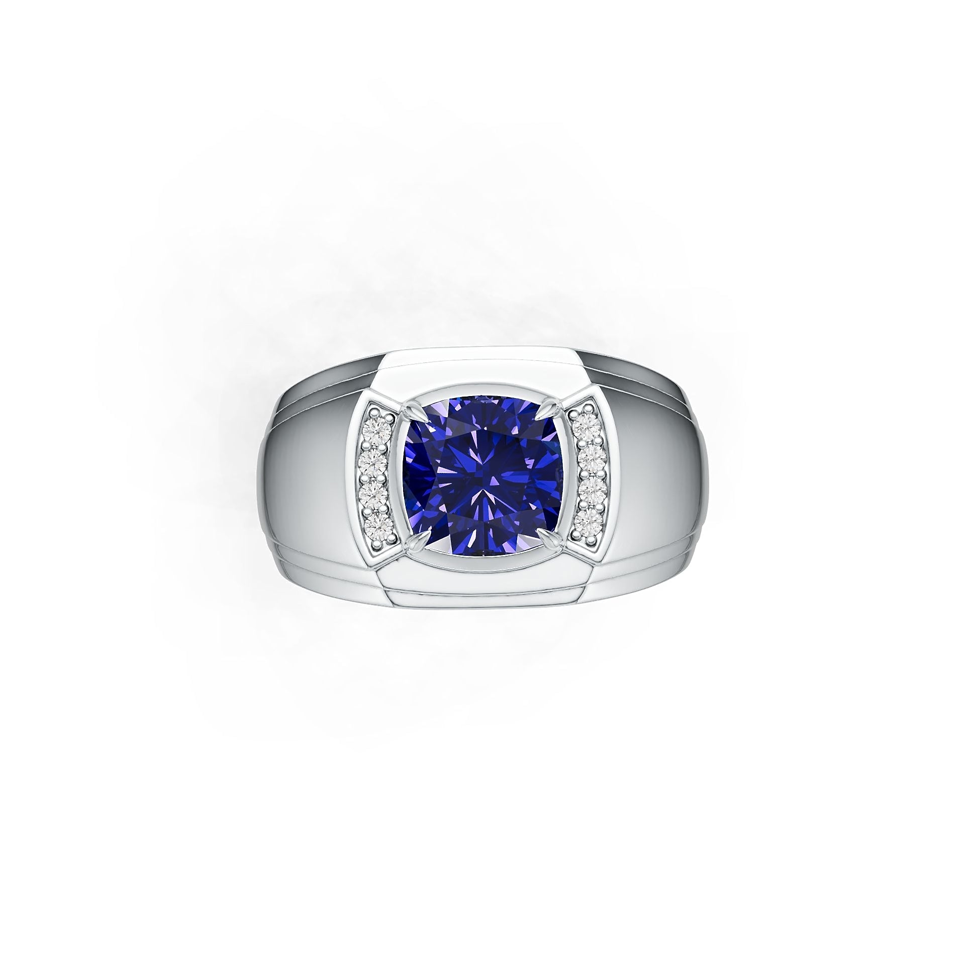 Men's Sterling Silver Semi Mount Ring Setting Cushion CU 8X8mm DHJ