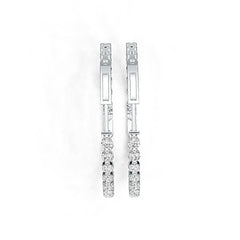 Sterling Silver Hoop Earrings with White Topaz or Moissanite Syzjewelry