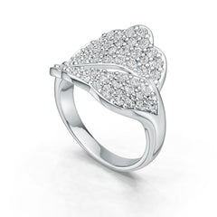 18K Gold Ring Leaf Theme with or Moissanite Diamond Accent DHJ