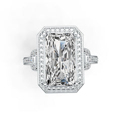 Sterling Silver Semi Mount Ring Setting Emerald OCT 14x8mm Halo White Topaz Syzjewelry