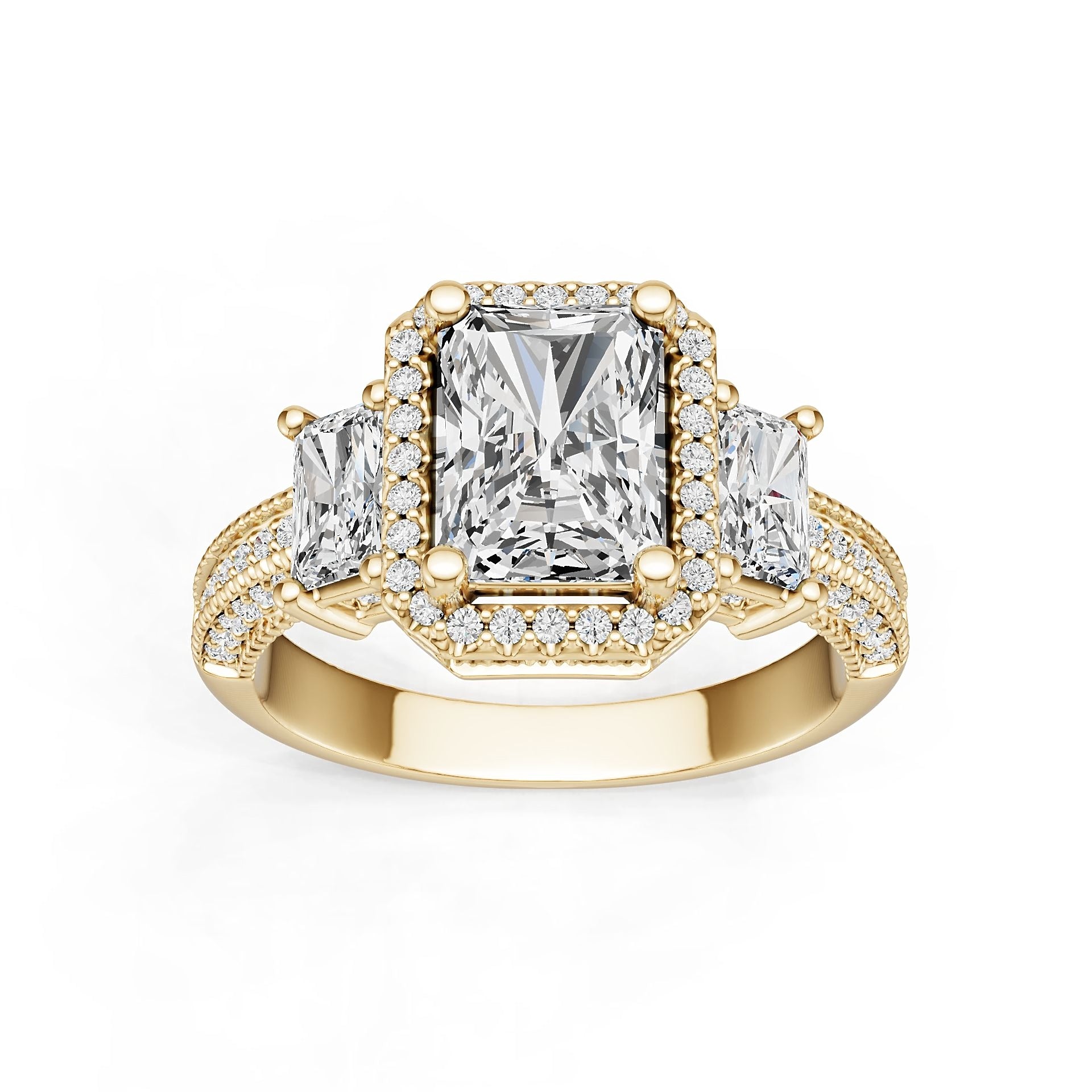 14K Gold Semi Mount Ring Setting Emerald Em 8x6mm Diamond Accent Syz Jewelry