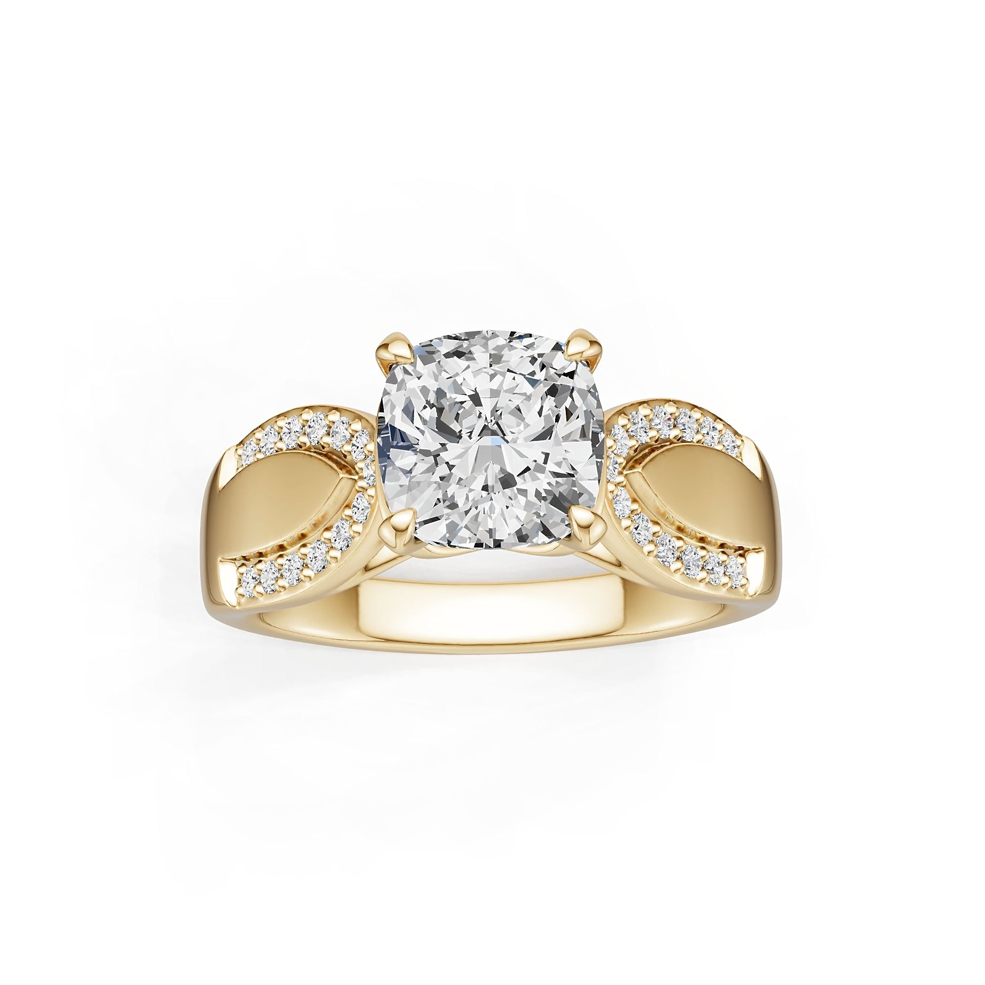 10K Gold Semi Mount Ring Setting Cushion Cu 8x8mm Moissanite Accent Syz Jewelry