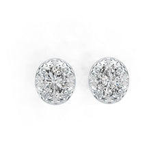 18K Gold Semi Mount Earrings Setting Oval OV 5X4mm Halo Diamond Accent DHJ