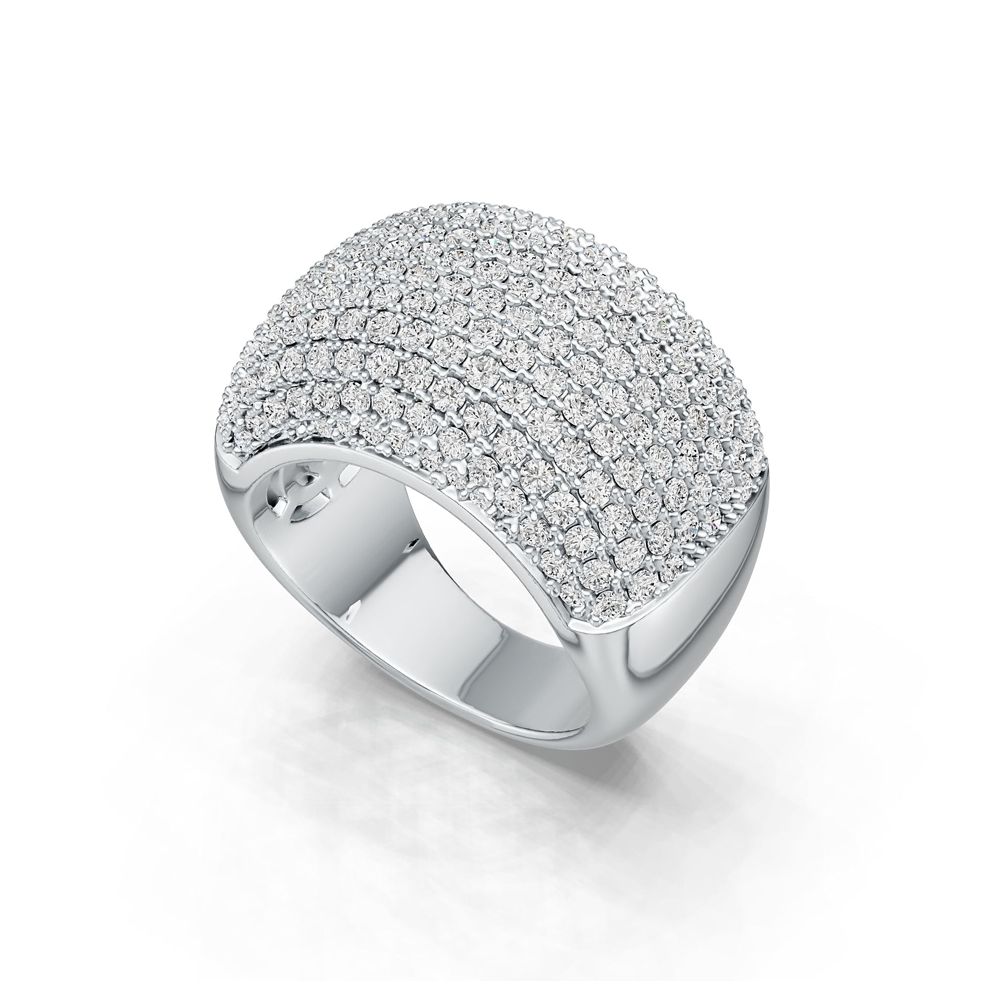 10K Gold Dome Pave Ring with or Moissanite Moissanite Accent DHJ