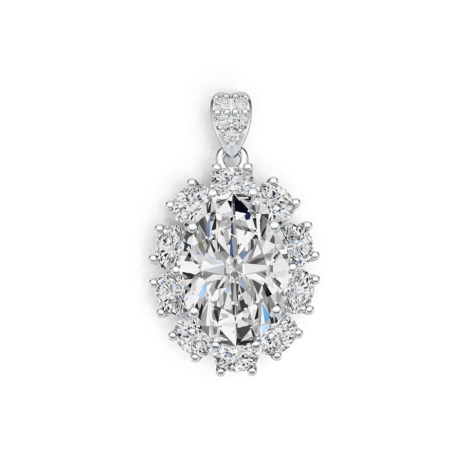 14K Gold Semi Mount Pendant Setting Oval OV 14X10mm Diamond Accent DHJ