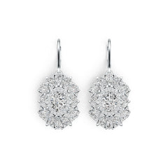 Platinum Semi Mount Earrings Setting Oval OV 8X6mm MQ 4X2mm MQ 5X2.5mm PE 4X3mm Diamond Accent DHJ