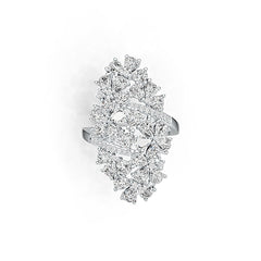 Sterling Silver Cocktail Cluster Ring with White Topaz or Moissanite