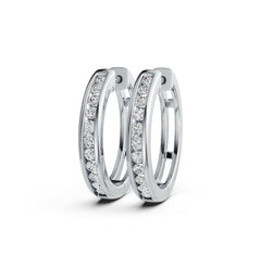 14K Gold Hoop Earrings with or Moissanite Channel Set Diamond Accent DHJ
