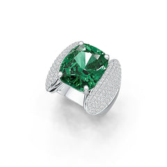 10K Gold Semi Mount Ring Setting Cushion CU 14X12mm with White Topaz Moissanite Accent DHJ