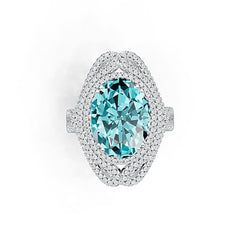 Sterling Silver Semi Mount Ring Setting Oval OV 17X12mm with White Topaz DHJ