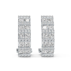 10K Gold Semi Mount Earrings Setting Princess SQ 3X3mm Moissanite Accent DHJ