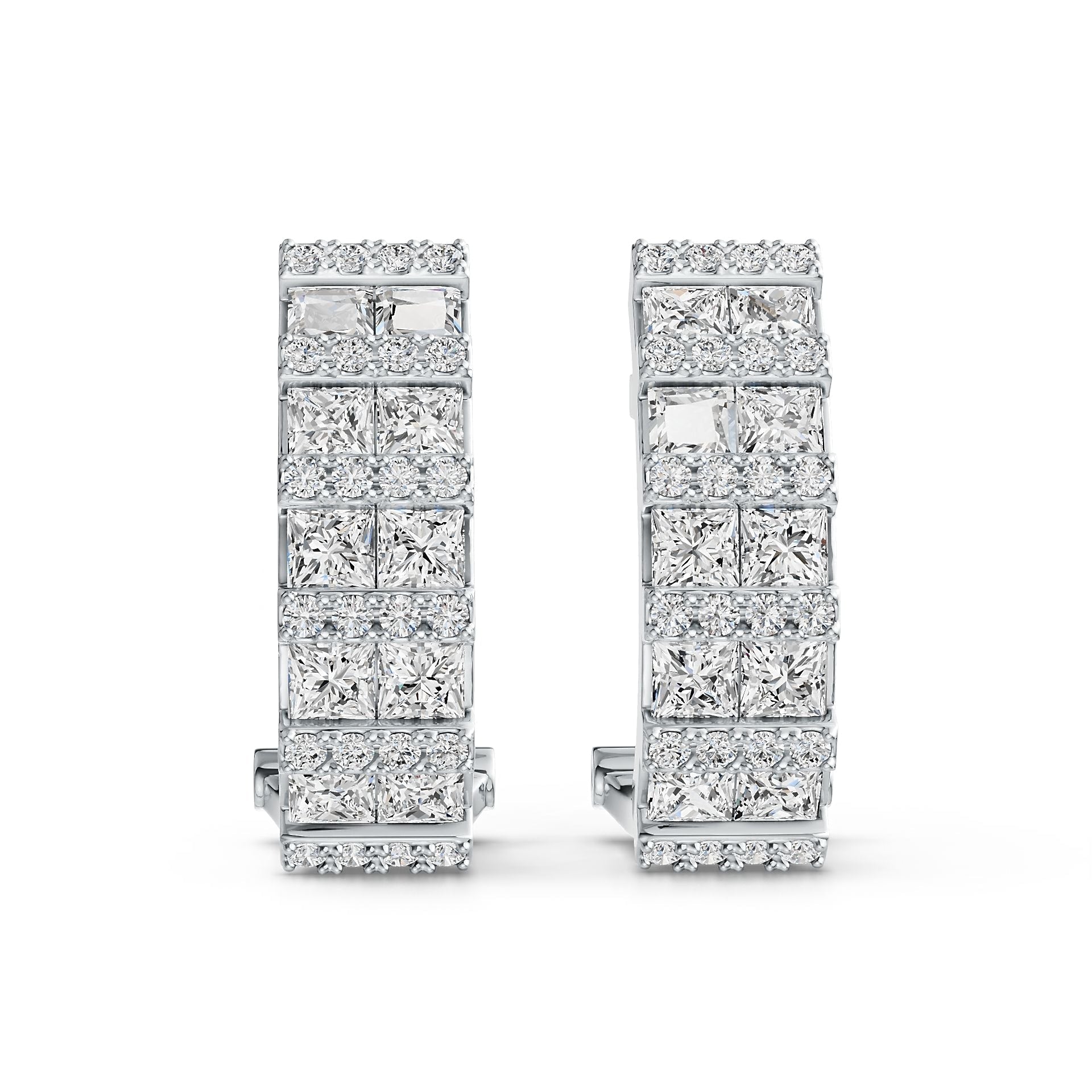 18K Gold Semi Mount Earrings Setting Princess SQ 3X3mm Diamond Accent DHJ