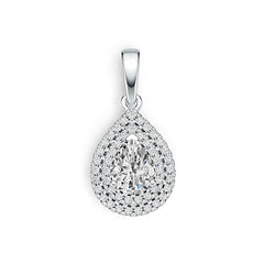 10K Gold Semi Mount Pendant Setting PE 7x5mm Halo w/ Moissanite Accent Syzjewelry