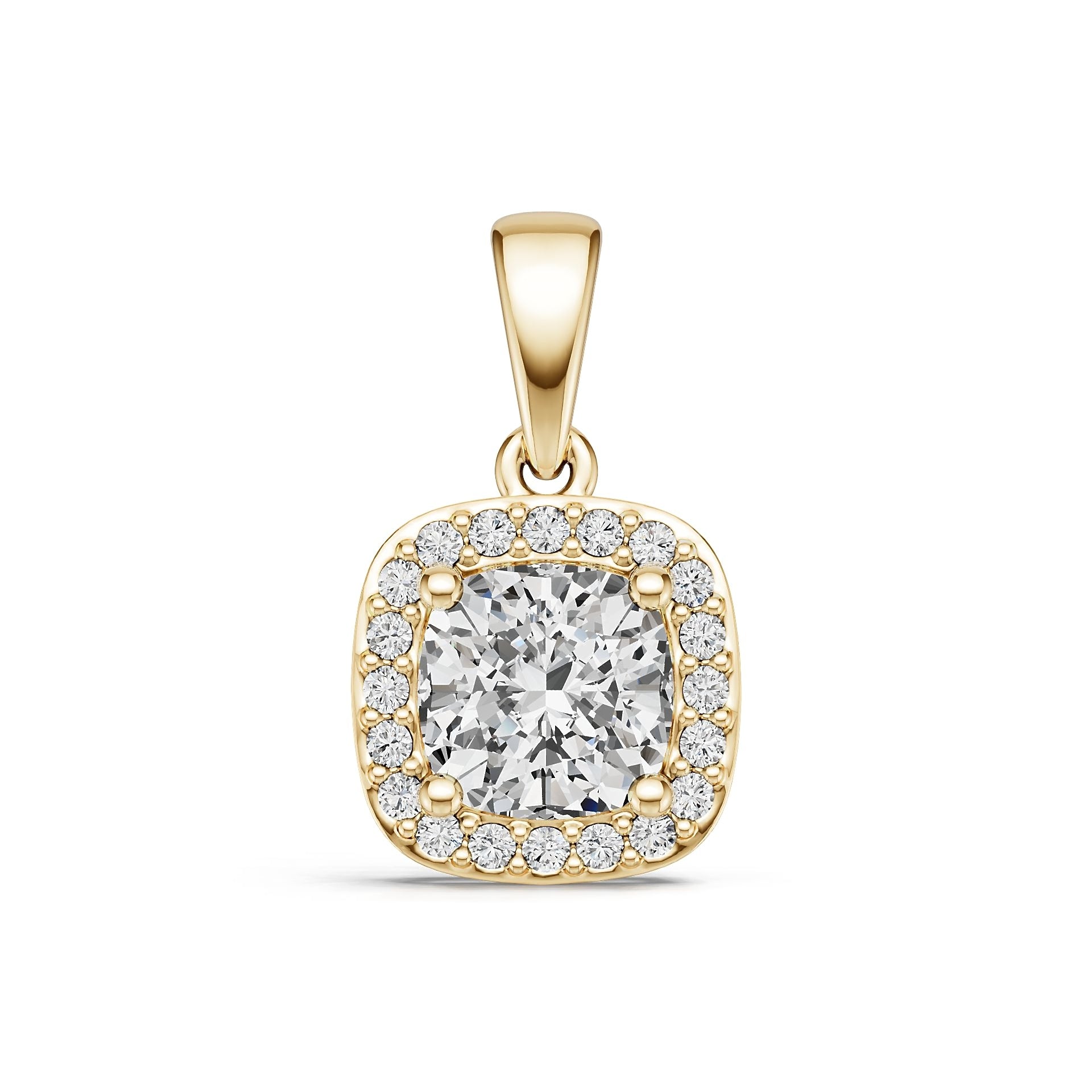 18K Gold Semi Mount Pendant Setting Cushion Cu 5x6mm Diamond Accent Syz Jewelry