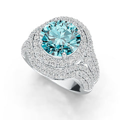 Platinum Semi Mount Ring Setting Round RD 11x11mm White Topaz Diamond Accent DHJ