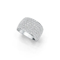 Platinum Pave Ring Multi-Row with White Topaz or Moissanite Diamond Accent DHJ