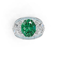 Sterling Silver Semi Mount Ring Setting Oval OV 13X11MM PE 5X3MM DHJ