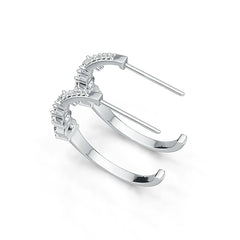 10K Gold Semi Mount Earrings Setting Round RD 4x4mm Moissanite Accent DHJ